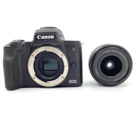 【全額返金保証】【最速発送】Canon デジタル一眼 EOS Kiss M EF-M15-45 IS STM レンズキット ブラック 美品 動作確認済