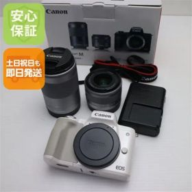超美品 EOS Kiss M ダブルズームキット ホワイト 即日発送 ミラーレス一眼 Canon 土日祝発送OK 00000