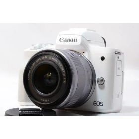 キヤノン Canon EOS Kiss M ホワイトレンズキット 美品 Wi-Fiで SDカード付き