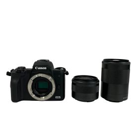 Canon PC2328 Eos kiss M ミラーレス 一眼 EF-M 15-45mm F3.5-6.3 IS STM 55-200mm F4.5-6.3 IS STM ダブル 中古 T10646772