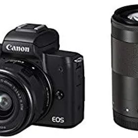 【中古】Canon キヤノン ミラーレス一眼カメラ EOS Kiss M(ブラック)・ダブルズームキット EOSKISSMWH-1545ISSTMLK-A