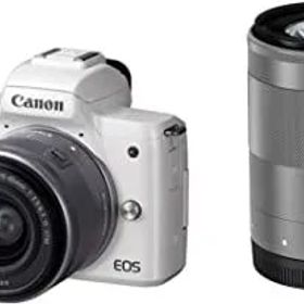 Canon ミラーレス一眼カメラ EOS Kiss M ダブルズームキット ホワイト EOSKISSMWH-WZK