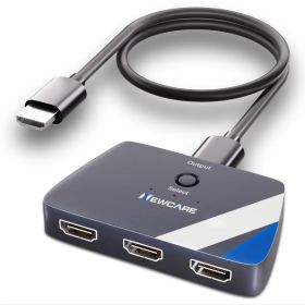 NEWCARE HDMI 切替器（分配器）4K@60Hz 3入力1出力 HDMI セレクター3ポートに対応 電源不要 手動【HDMI2.0ケーブル付属0.8m】3D 1080P HDCP2.2に対応【Nintendo Switch/PS5/PS4/Xbox/Fire Stick/Apple TVに適用】 グレー (Gray)