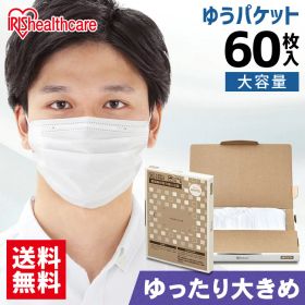 マスク アイリスオーヤマ 不織布 大きめ ゆったり大きめ60枚 APN-60LLW 幅約19×高さ約9プリーツマスク 【代金引換不可・日時指定不可】【メール便】