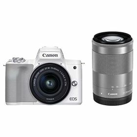 【中古】Canon ミラーレス一眼カメラ EOS Kiss M2 ダブルズームキット ホワイト KISSM2WH-WZK
