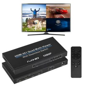 HDMI画面分割器 4x1 hdmi画面分割切替器 1080P 4入力1出力 画面切り替え器 4画面同時表示 自動手動切替 HDMIアッド マルチビューアー DVD/プロジェクター/ゲーム機/ PS3/ PS4 Pro/Apple TV など リモ