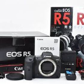 【美品】Canon キヤノン EOS R5 ミラーレス一眼カメラ ボディのみ 箱,付属品、ガイドブック付き シャッター回数14000以下 E93