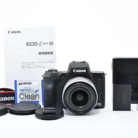 ■ 美品 ■ キヤノン Canon EOS Kiss M ブラック レンズセット ≪S数10,000回以下 バッテリー2個付 動作光学良好≫ EF-M 15-45mm F3.5-6.3 IS STM シルバー 0071