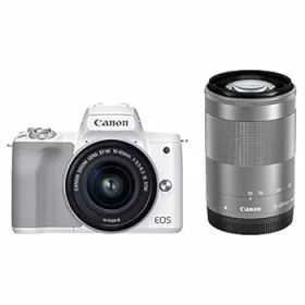 【中古】Canon ミラーレス一眼カメラ EOS Kiss M2 ダブルズームキット ホワイト KISSM2WH-WZK