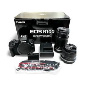 【美品】キヤノン Canon EOS R100 ダブルズームキット デジタル ミラーレス 一眼カメラ RF-S 18-45mm F4.5-6.3 / 55-210mm F5-7.1