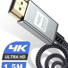 4K HDMI ケーブル 1.5m【ハイスピード アップグレード版】 HDMI 2.0規格HDMI Cable 4K 60Hz 対応 3840p/2160p UHD 3D HDR 18Gbps 高速イーサネット ARC hdmi ケーブル - 対応 パソコンの画面をテレビに映す Apple TV,PS5/PS4/PS3, PCモニターなど適用 (グレー)