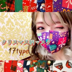 クリスマス柄マスク《レディースサイズ》17タイプ くり返し洗って使えるマスク 女性用マスク クリスマスモチーフ/サンタクロース 冬柄【メール便可】