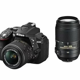 【中古】Nikon デジタル一眼レフカメラ D5300 ダブルズームキット ブラック 2400万画素 3.2型液晶 D5300WZBK