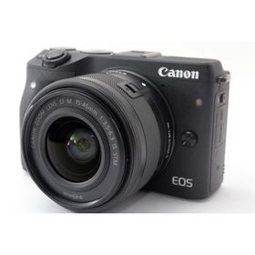 キヤノン Canon EOS M3 レンズキット ブラック 美品 スマホへ転送・自分撮りミラーレス SDカードストラップ付き