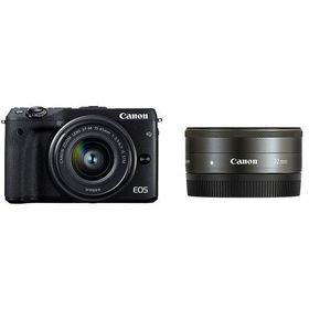 中古 １年保証 美品 Canon EOS M3 15-45mm 22mm ダブルレンズキット ブラック