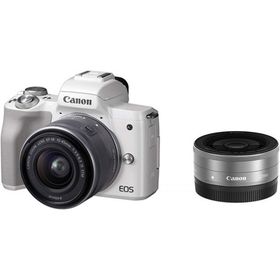 Canon EOS Kiss M ダブルレンズキット ホワイト 良品 動作確認済み 1ヶ月保証付 小型軽量 ミラーレス
