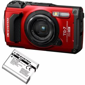 【10,000円分キャッシュバック！25.11.1(土)-26.1.26(月)まで】 OM SYSTEM オーエムシステム Tough TG-7(レッド) コンパクトデジタルカメラ＋LI-92B リチウムイオン充電池セット