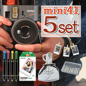 富士フイルム チェキ instax mini41 （16844422）＆巾着ポーチ＆フィルム20枚＆デコペン＆ガーランド セット