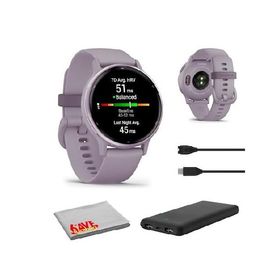 Garmin Vivoactive 5 Fitness Tracker Smart Watch for Men ＆ Women with Metallic Orchid Bezel w/Orchid Case and Silicone Band with Bright 1.2” AMOLED T