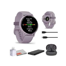 Garmin Vivoactive 5 Fitness Tracker Smart Watch for Women ＆ Men with Metallic Orchid Bezel w/Orchid Case and Silicone Band with 11 Days Battery Life