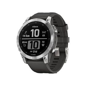 Monitor Card〓aco de Pulso com GPS Garmin Fenix 7 Prata c/pulseira Grafite EMEA/AUS/AFR/SAM