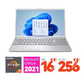富士通 ノートパソコン 15.6 型 FMV LIFEBOOK AH50/H3 FMVA50H3S [ファインシルバー] AMD Ryzen 7 5700U メモリ:16GB SSD：256GB Windows 11 Office2021 展示品