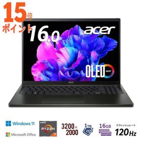 15倍ポイント Acer｜エイサー 16.0型ノートパソコン Swift Edge(Ryzen7 メモリ 16GB SSD 1TB Office…