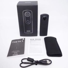 【美品】RICOH リコー THETA S ブラック 360度全天球カメラ HD 30fps フルハイビジョン動画 [S12001A]