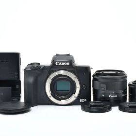 ★外観極上★ キヤノン Canon EOS Kiss M ダブルレンズキット ブラック 《ショット数38000回以下・付属品多数》★完動品★ #56P97A511015