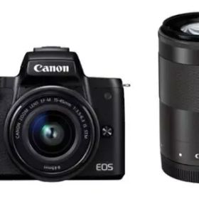 【中古】カメラ Canon ミラーレスカメラ EOS Kiss M ダブルズームキット 2410万画素 (ブラック) [2682C003]