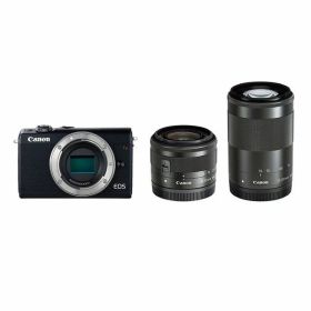 【中古】【1年保証】【美品】Canon EOS M100 ダブルズームキット 15-45mm IS STM + 55-200mm IS STM ブラック