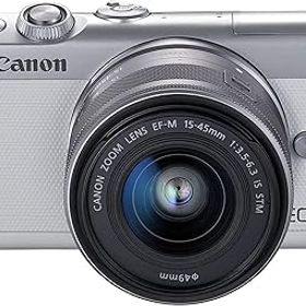【中古】Canon ミラーレス一眼カメラ EOS M100 EF-M15-45 IS STM レンズキットホワイト EOSM100WH1545ISSTMLK