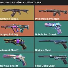 アジア太平洋 | アンランク |在庫価値 6825 VP |8 スキン | エルダーフレイム ヴァンダル | プライモーディアム ファントム |グリッチポップ・ブルドッグ |バブルポップクラシック | メアド譲渡可能 #6015