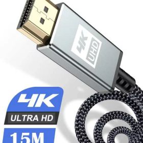 4K HDMI ケーブル 15mハイスピード アップグレード版 HDMI 2.0規格HDMI Cable 4K 60Hz 対応 3840p/2160p UHD 3D HDR 18Gbps 高速イーサネット ARC hdmi ケーブル - 対応 パソコンの画面をテレビに映す Apple TV,PS5/PS4/PS3, PCモニターなど適用 (グレー)