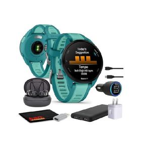 Garmin Forerunner 165 Music GPS Running Smartwatch, Fitness Tracker Smart Watch for Women and Men Bundle with Accessories - Turquoise/Aqua
