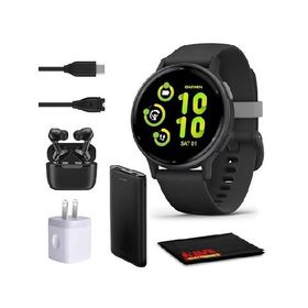 Garmin Vivoactive 5 Fitness Tracker Smart Watch for Women ＆ Men with Slate Aluminum Bezel with Black Case and Silicone Band with 11 Days Battery Life