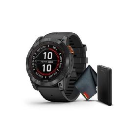 Garmin Fenix 7X Pro Solar Edition 51 MM Slate Gray with Black Band GPS Smartwatch Built-in Flashlight and Power Glass Solar Charging Lens and Advanced