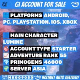 🌏 [アジア] | AR55 | 46K–48K 原石 ｜ 👩女キャラ 主人公!MKG09050