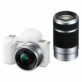 【中古】【1年保証】【美品】SONY VLOGCAM ZV-E10 ダブルズームレンズキット (PZ 16-50mm + E 55-210mm) ホワイト [ZV-E10Y W]