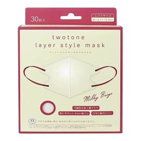 【お一人1点限り！令和セット】富士 ツートーンレイヤースタイルマスク 30枚入 ミルキーベージュ ふつうサイズ