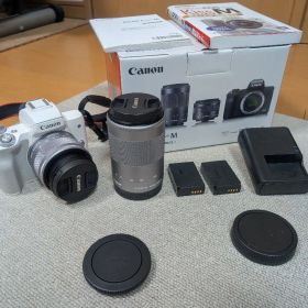 Canon EOS Kiss M 白色ズームキットレンズ2本付きバッテリー2個