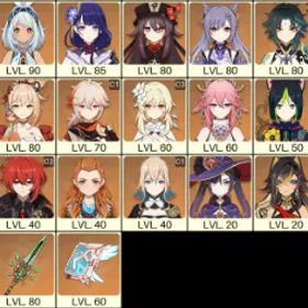 💚 [アジア] 冒険ランク 56 💚 21倍 星5キャラクター 💚 47文字 💚 魈 C1 および 楓原万葉 C1 および ムアラニ & 雷電将軍 & 胡桃 & Yoimiya & 八重神子