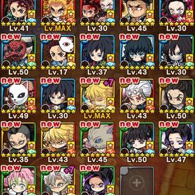 鬼滅の刃ガチャキャラコンプ！石3000以上の初期アカ売ります。| ポコダン(ポコロンダンジョンズ)のアカウントデータ、RMTの販売・買取一覧