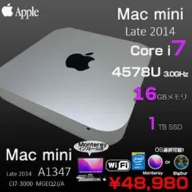 Apple Mac mini MGEQ2J/A A1347 Late 2014 小型デスク 選べるOS Monterey or Bigsur [Core i7 4578U 3.0GHz 16GB SSD1TB 無線 BT ]:良品