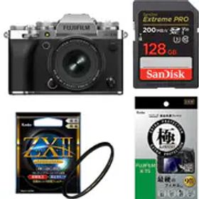 【安心セット 128GB】 [富士フイルム X-T5 レンズキット(XF16-50) シルバー + メモリー + フィルターセット]