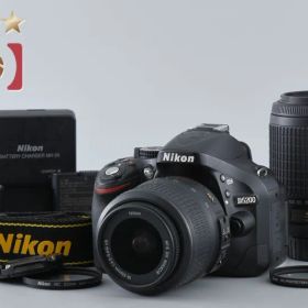 Nikon ニコン 【中古】Nikon ニコン D5200 ブラック + AF-S DX NIKKOR 18-55mm f/3.5-5.6 G VR + AF-S DX NIKKOR 55-200mm f/4-5.6 G ED VR デジタル一眼レフカメラ