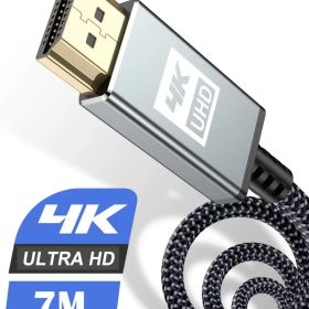 4K HDMI ケーブル 7m【ハイスピード アップグレード版】 HDMI 2.0規格HDMI Cable 4K 60Hz 対応 3840p/2160p UHD 3D HDR 18Gbps 高速イーサネット ARC hdmi ケーブル - 対応 パソコンの画面をテレビに映す Apple TV,PS5/PS4/PS3, PCモニターなど適用 (グレー)