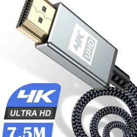 4K HDMI ケーブル 7.5mハイスピード アップグレード版 HDMI 2.0規格HDMI Cable 4K 60Hz 対応 3840p/2160p UHD 3D HDR 18Gbps 高速イーサネット ARC hdmi ケーブル - 対応 パソコンの画面をテレビに映す Apple TV,PS5/PS4/PS3, PCモニターなど適用 (グレー)