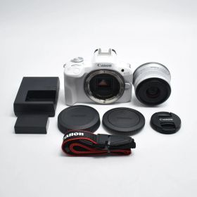 B#10390 Canon ミラーレス一眼カメラ EOS R50 標準ズームレンズキット(RF-S18-45) ホワイト/APS-C/約376g EOSR50WH-1845ISSTMLK