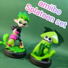 【amiibo】インクリング ボーイ(ネオングリーン)＆イカ(グリーン)